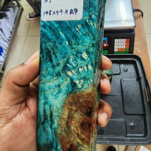 Amboyna Burl Block - 8 - Dyed and Stabilised