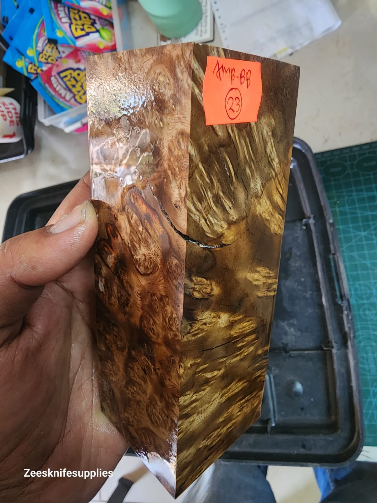 Amboyna Burl Block - A M B - B B 23 - Large Block