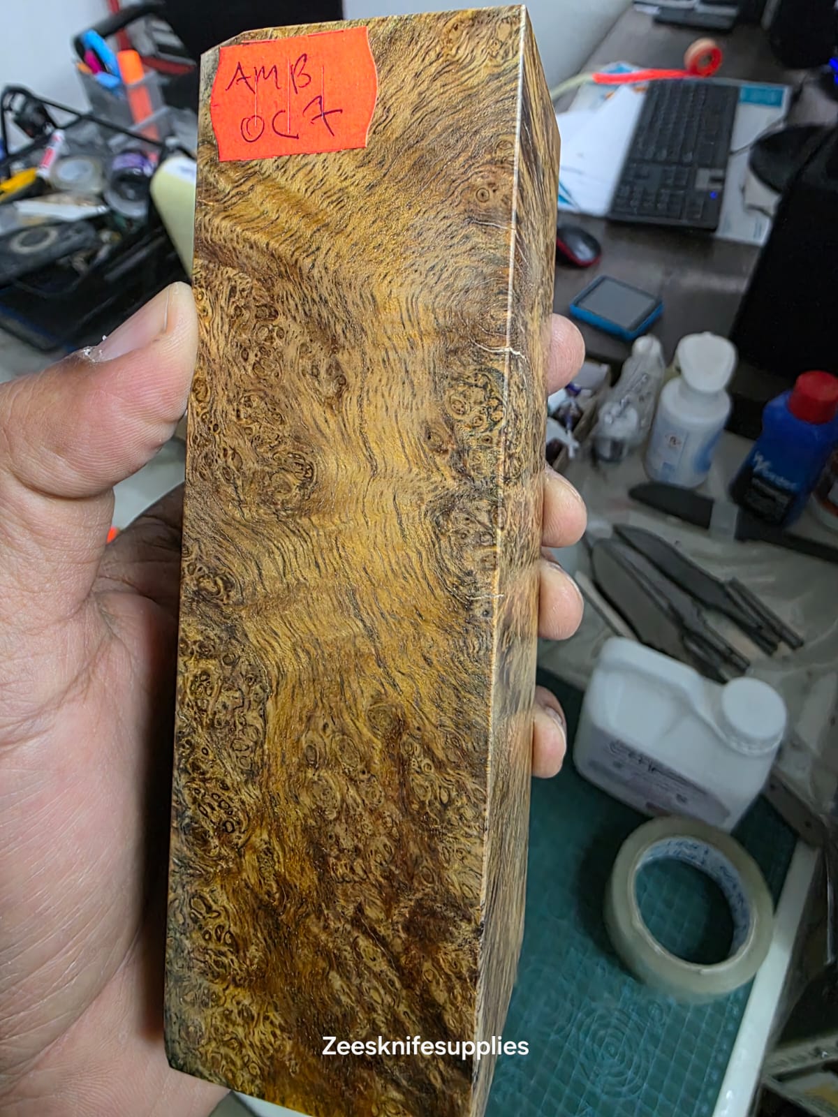 Amboyna Burl Block - A M B - O C 7 - Large Block